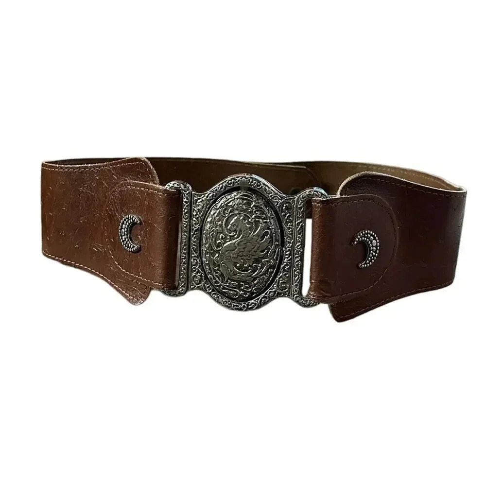 Silver-tone Mythological Griffin Design Buckle Belt